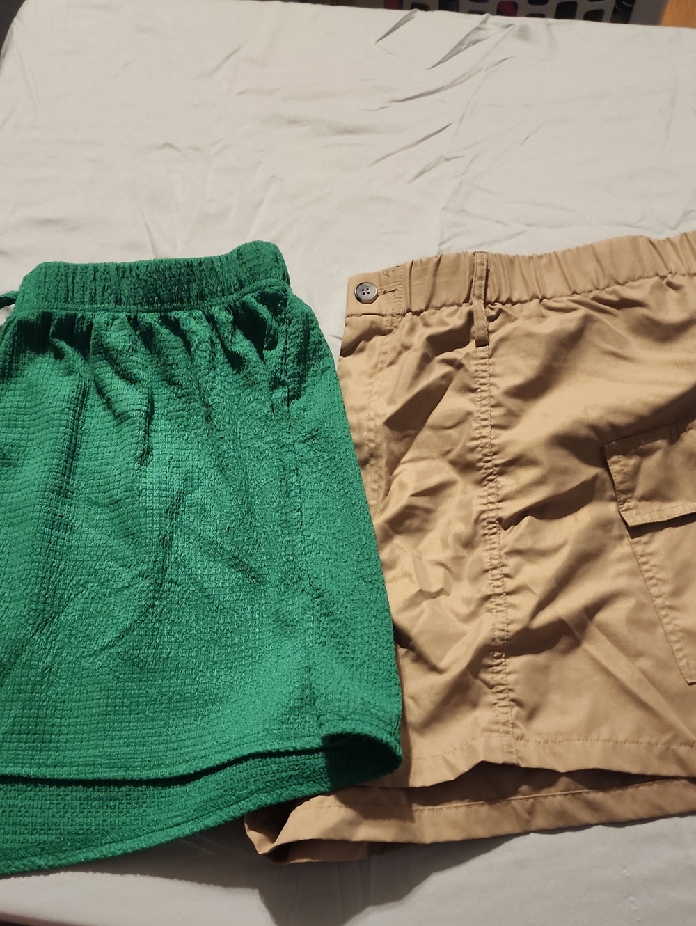 SHEIN Emerald Green Knit Skort and Tan Cargo Shorts Set